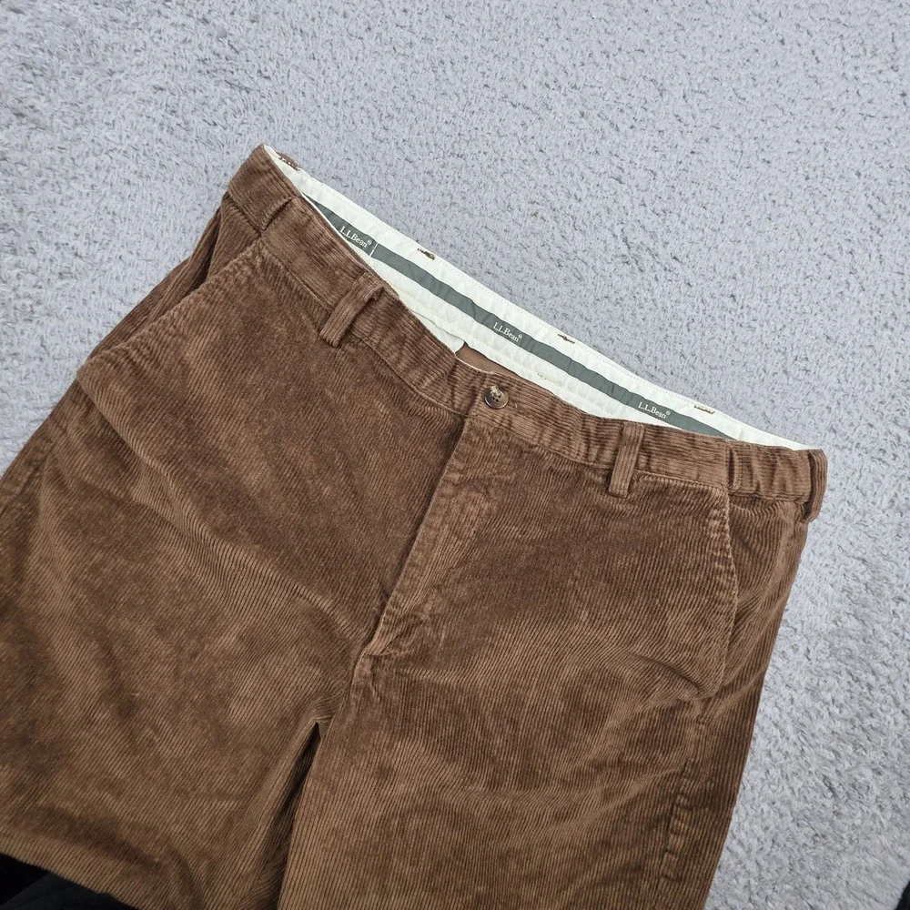 LL Bean Corduroy Pants Mens 38x29 Brown Comfort Waist Stretch Chino